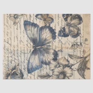 Mousseline Ancien papier avec papillons d'encre monochrome ro