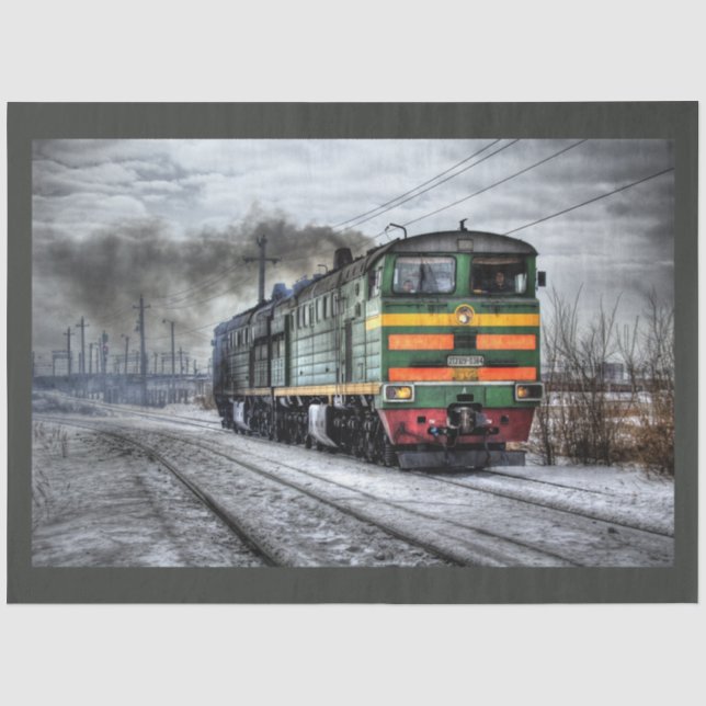 Mousseline Ancien train 20x30 papier de papier de découpage (Recto)