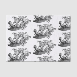 Mousseline Angel Avec Harpe Et Papier Tissu Floral
