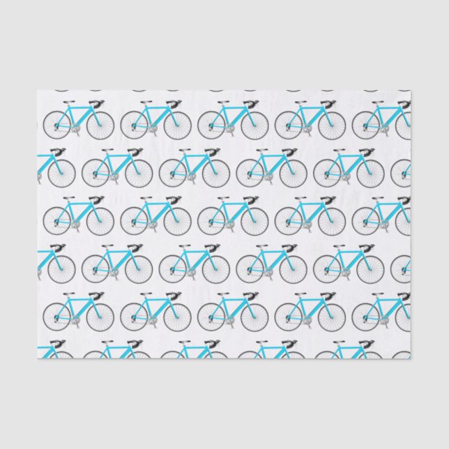 Mousseline Aqua Bicycle sur papier Tissu Blanc (Recto)