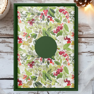 Mousseline Aquarelle Holly Berry Papier Tissu de Noël
