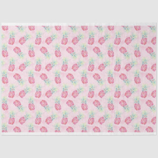 Mousseline Aquarelle rose ananas Tissu et papier artisanal