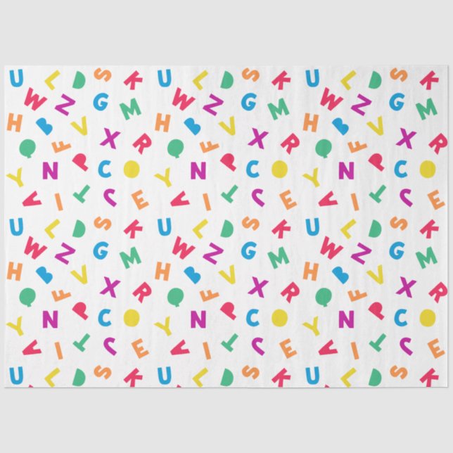 Mousseline Arc en ciel Alphabet Scramble Papier (Recto)