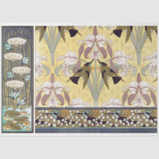 Mousseline Art Déco Irises Floral Découpage Papier