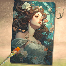 Mousseline Art Nouveau Femme 1 Découpage papier