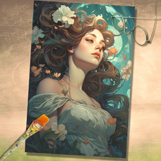 Mousseline Art Nouveau Femme 1 Découpage papier