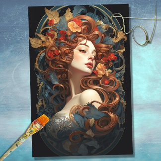 Mousseline Art Nouveau Femme 7 Découpage papier