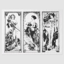 Art Nouveau Lady 24 Découpage Papier Tissu