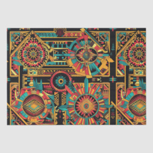 Mousseline Bbeige Tribal "Rêve Aztèque" Enveloppement Papier