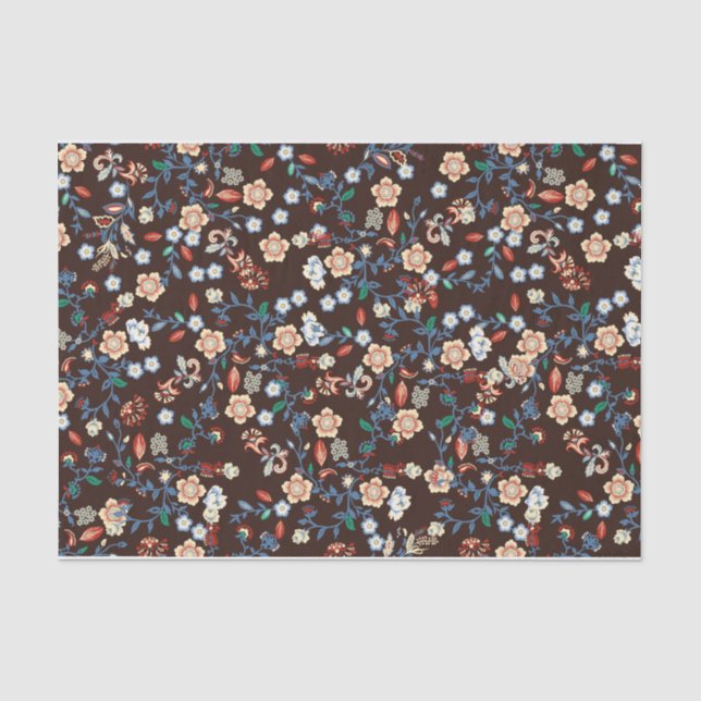 Mousseline Beau papier de tissus floraux brillants (Recto)