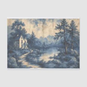Mousseline Beau paysage sur un papier écaillé