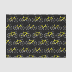 Mousseline Bicyclette jaune sur papier de tissus noir