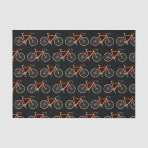 Mousseline Bicyclette orange sur papier Tissu noir