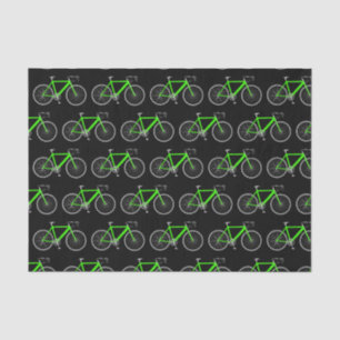 Mousseline Bicyclette verte sur papier de tissus noir