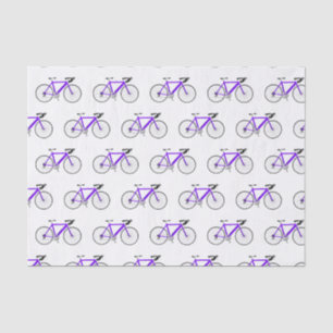 Mousseline Bicyclette violette sur papier Tissu blanc