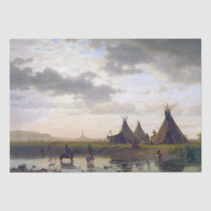 Mousseline Bierstadt Sioux Village Indians Tissu Papier papie