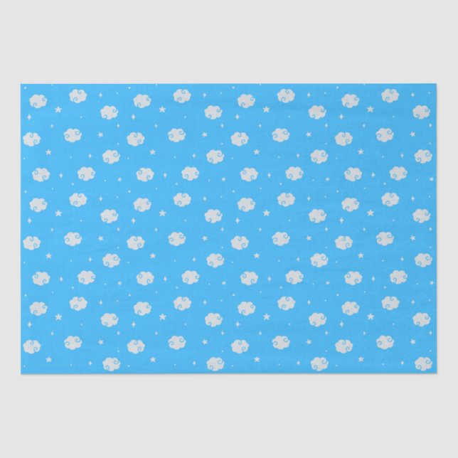 Mousseline Bleu Profond Du Ciel - Dans Le Papier Tissu Nuageu (Recto)