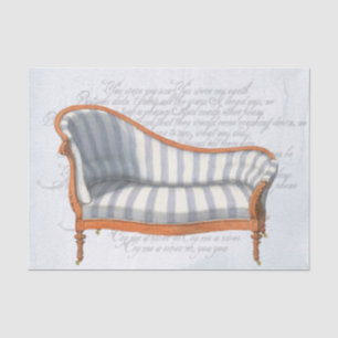 Mousseline Bleu victorien Stripe Chaise Lounge Tissu Papier