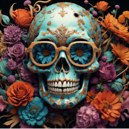 Mousseline Blume Skull-Papiertaschentuch blau Seidenpapier