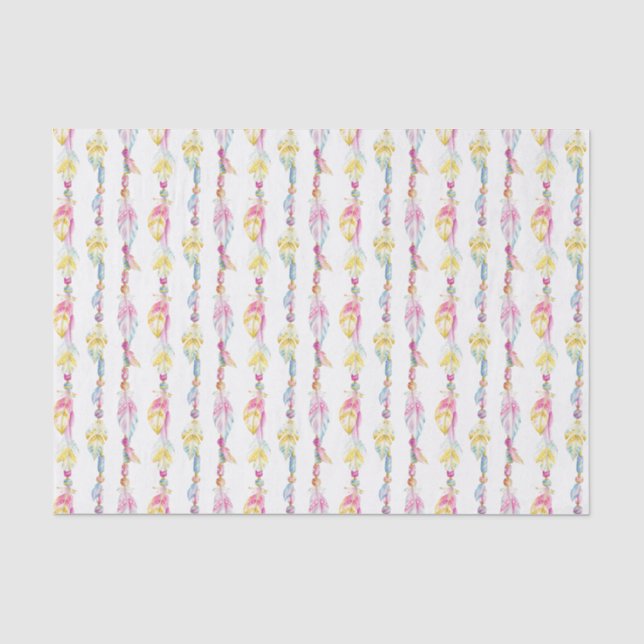 Mousseline Boho Bohemian aquarelle papier tissu d'art (Recto)