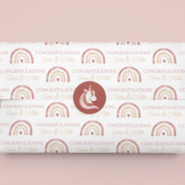 Mousseline Boho Rainbow Félicitations Papier Tissu