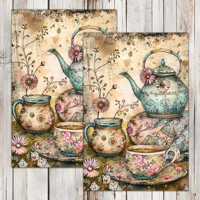 MOUSSELINE BOHO TEA PARTY DECOUPAGE TISSUE PAPIER (BOHO TEA PARTY DECOUPAGE TISSUE PAPER)