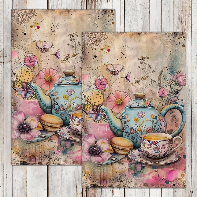 MOUSSELINE BOHO TEA PARTY DECOUPAGE TISSUE PAPIER (BOHO TEA PARTY DECOUPAGE TISSUE PAPER)