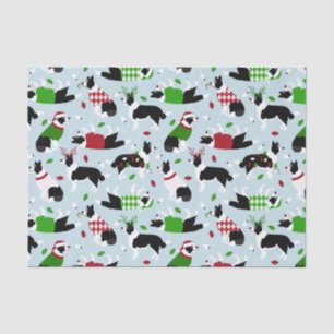 Mousseline Bordure de Noël Collie papier de tissus