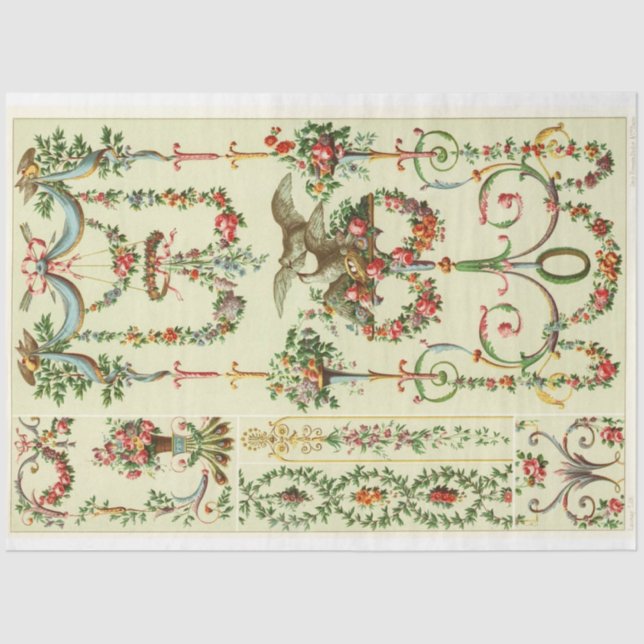 Mousseline Bordures florales victoriennes papier découpage (Recto)