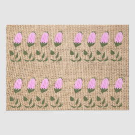 Mousseline Boucles de fleurs roses sur papier de tissus Burla