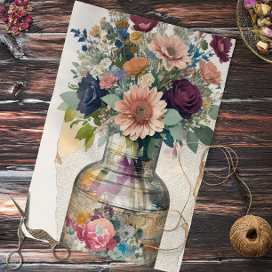 Mousseline Bouquet floral Collage Découpage papier tissu