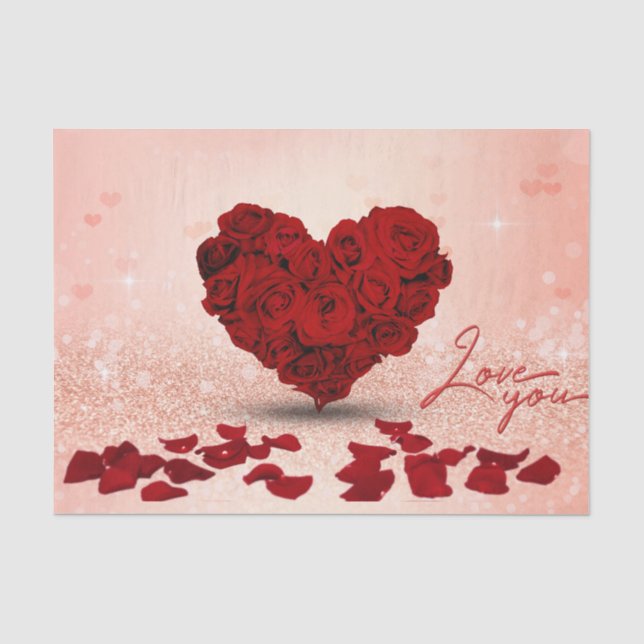 Mousseline Bouquet rose de coeur de Saint-Valentin - papier (Recto)