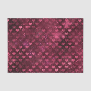Mousseline Burgundy Glam Feuille de Papier Métallisé Cœurs