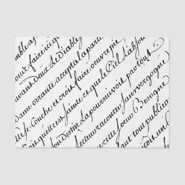 Mousseline Calligraphie Français Script Vintage Tissu Papier (Recto)