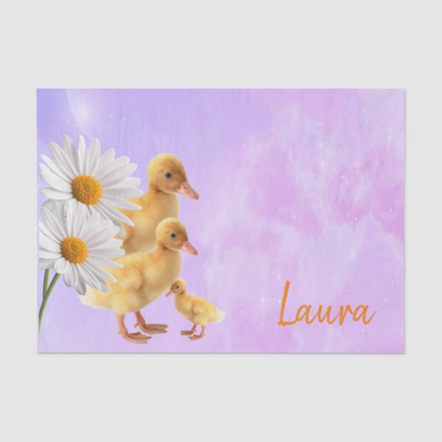Mousseline Canards violets en papier de tissus (Recto)
