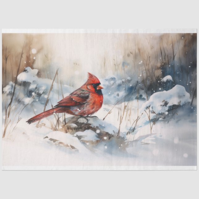 Mousseline Cardinal en papier de découpage de neige 1 (Recto)