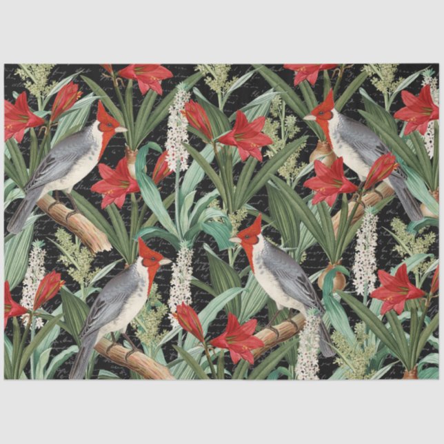 Mousseline Cardinal moderne rouge Amaryllis Collage papier de (Recto)