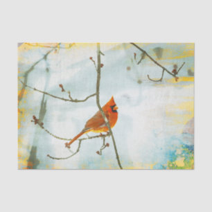Mousseline Cardinal Watercolor Papier Tissu