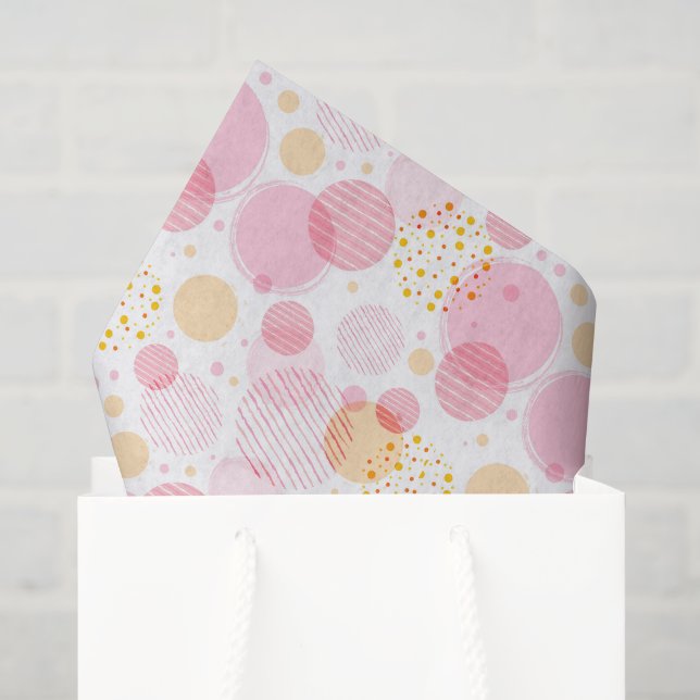 Mousseline Cercles Tissus De Papier Rose (Sac cadeau)