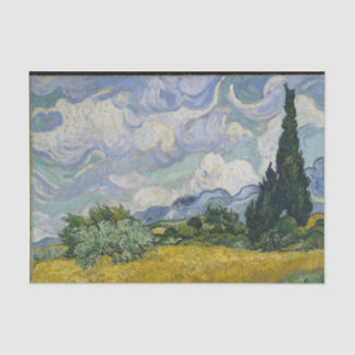 Mousseline Champ de blé avec Cyprès Découpage Papier Tissu