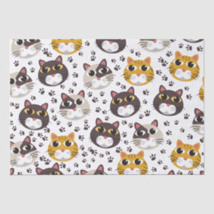 Mousseline Chats et empreintes de pattes motif papier d'embal