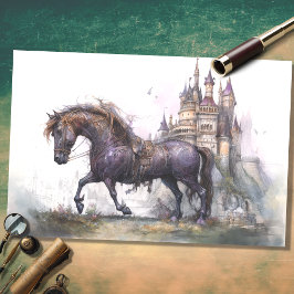 Mousseline Cheval avec Castle Steampunk 2 Découpage Papier
