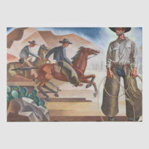 Mousseline Chevaux à cheval Cowboy Tissu Papier