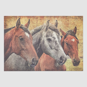 Mousseline Chevaux Papier Tissu pour découpage ou collage