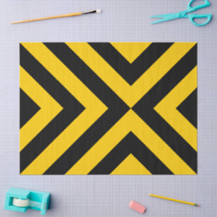 Mousseline Chevrons jaunes et noirs Papier Tissu