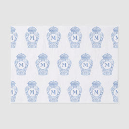 Mousseline Chinoiserie Monogramme Ginger Jar Tissu Papier