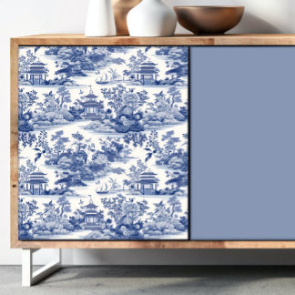 Mousseline Chinoiserie Papier de fond décolpage bleu et blanc