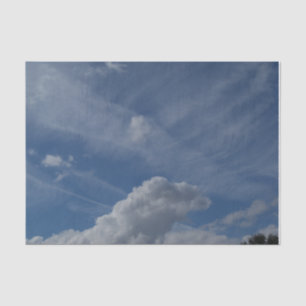 Mousseline Ciel bleu et nuages blancs sur papier de tissu