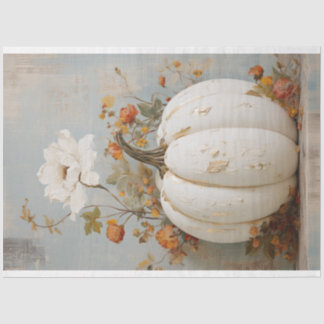 Mousseline Citrouille blanc rustique et papier tissu floral
