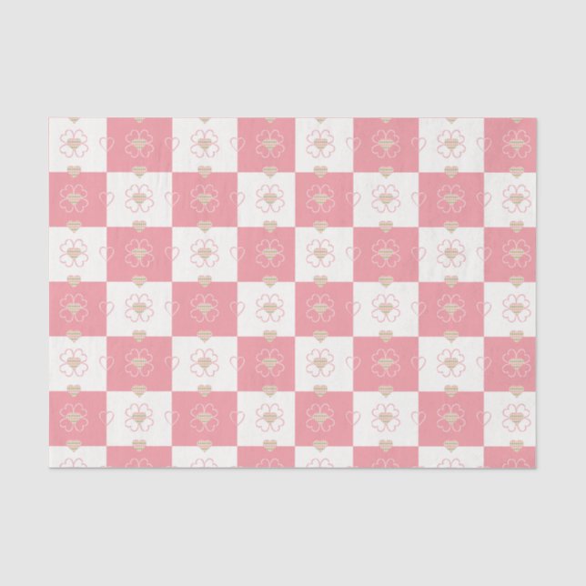 Mousseline Coeurs de Jacquard doux À damiers papier de tissus (Recto)